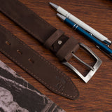 Vyriškas odinis zomšinis diržas 4cm pločio klasikinis rudas premium Beltimore