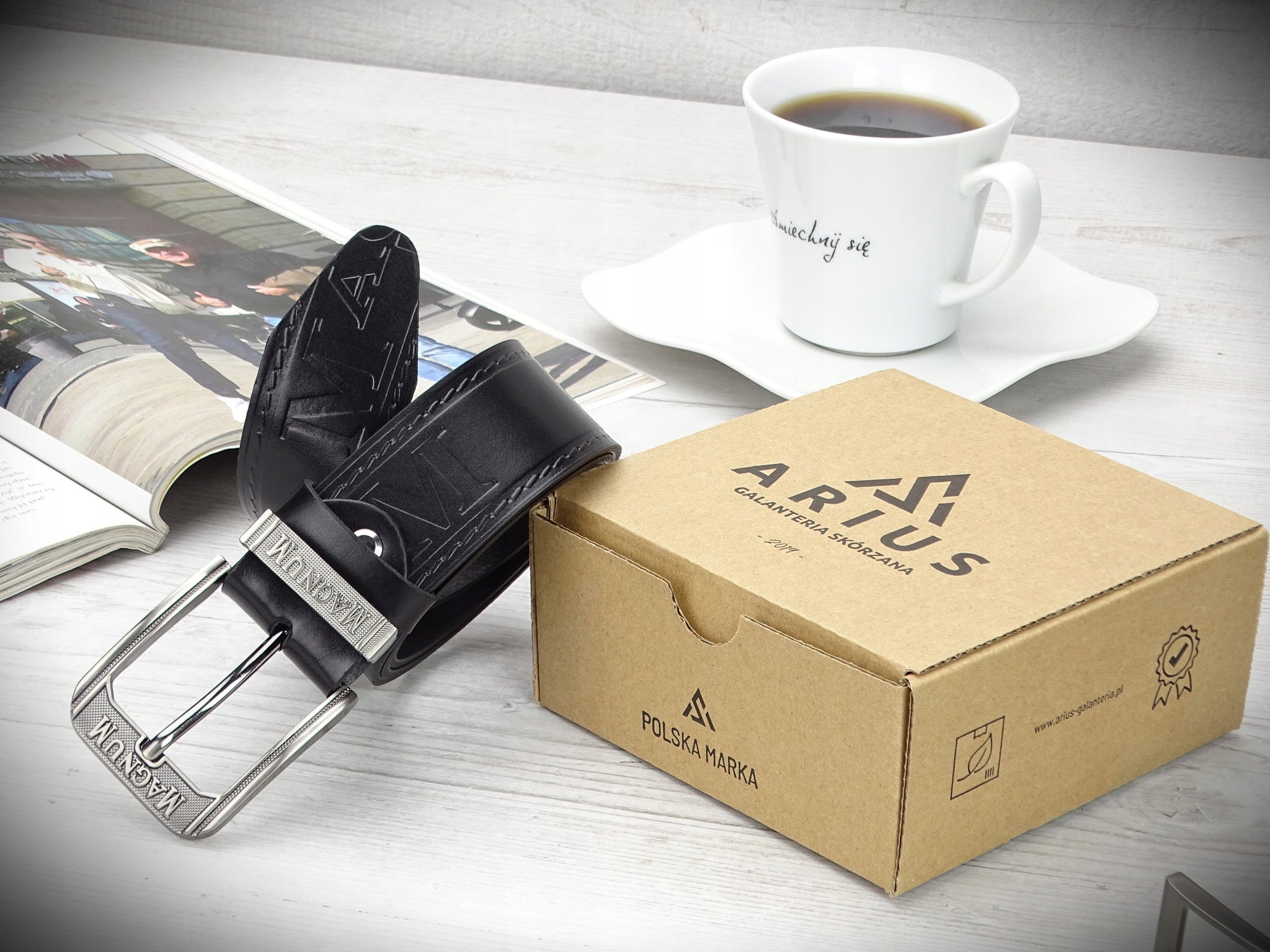 Vyriškas juodas odinis diržas kelnėms MAGNUM, 110 cm, natūrali oda