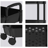 Plastikinė virtuvės/vonios lentynėlė ant ratukų, 4 lentynos, krepšeliai