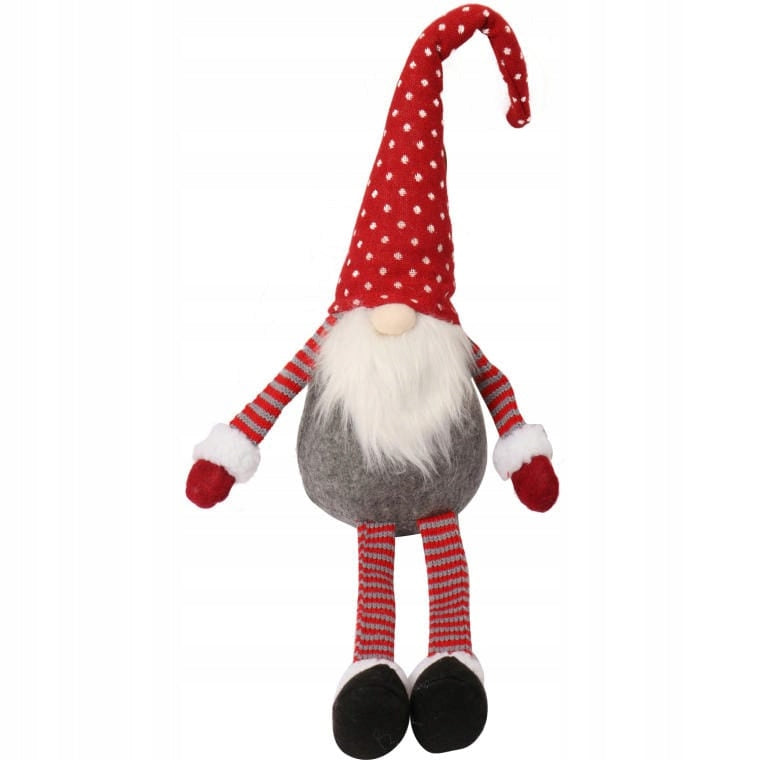 Pliušinis sėdintis nykštukas su svyrančiomis kojomis 70 CM Šventinė dekoracija papuošalas