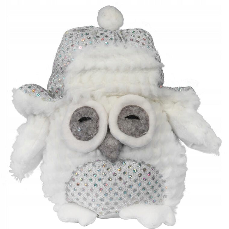 Minkštas Kalėdinis pūkinis pelėdos formos durų kamštis 30 cm, skirtas Kalėdoms