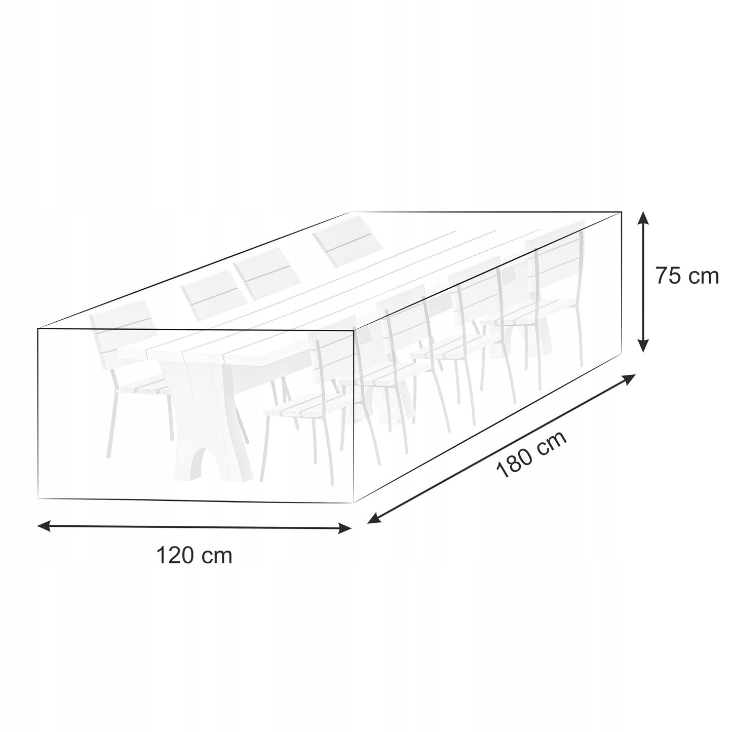 Vandeniui atsparus sodo baldų užvalkalas, tvirtas, 180x120cm, skirtas lauko stalams