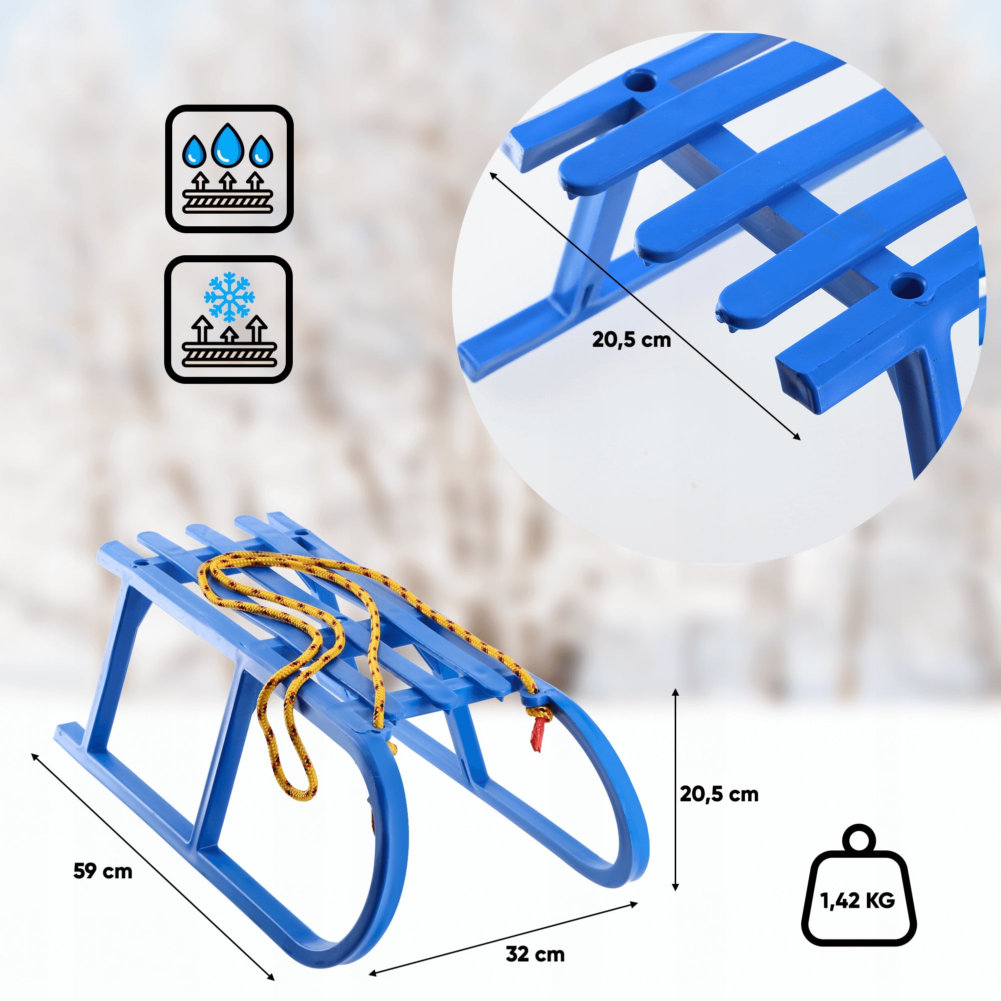 Lenktynių rogutės KUGOsnow pagamintos iš plastiko, PATVARIOS + stiprus laidas