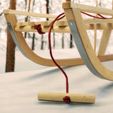 PREMIUM tradicinės medinės rogutės vaikams su atlošu ir virvele