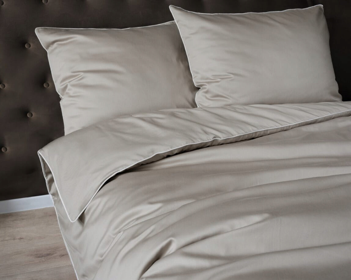 Pure medvilninio makosatino patalynės komplektas 180x200 Smėlio spalvos Premium