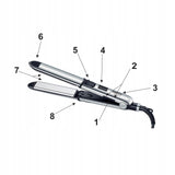 Plaukų tiesintuvas su titano plokštelėmis, jonizacija, temperatūros reguliavimu ir LCD