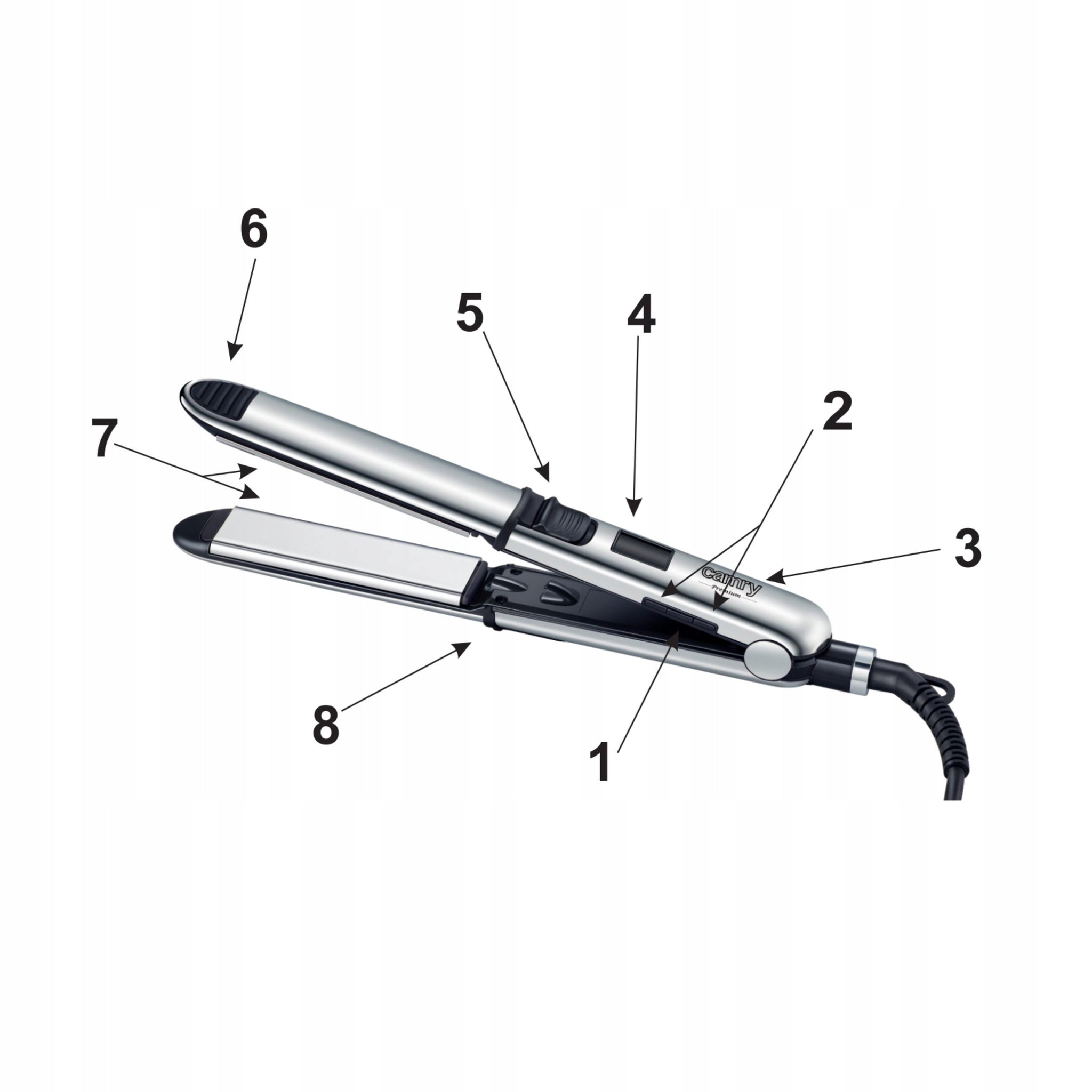 Plaukų tiesintuvas su titano plokštelėmis, jonizacija, temperatūros reguliavimu ir LCD