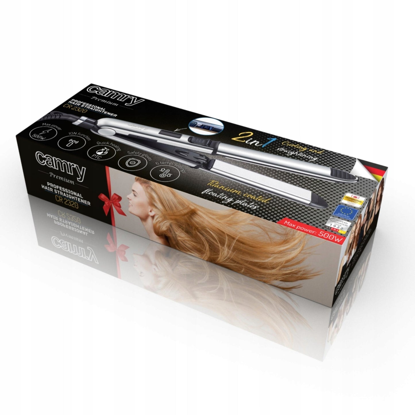 Plaukų tiesintuvas su titano plokštelėmis, jonizacija, temperatūros reguliavimu ir LCD