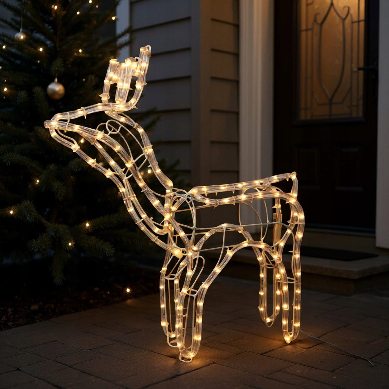 RENIFER LED šviečiantis lauko su judančia galva kalėdinis didelis statulėlė