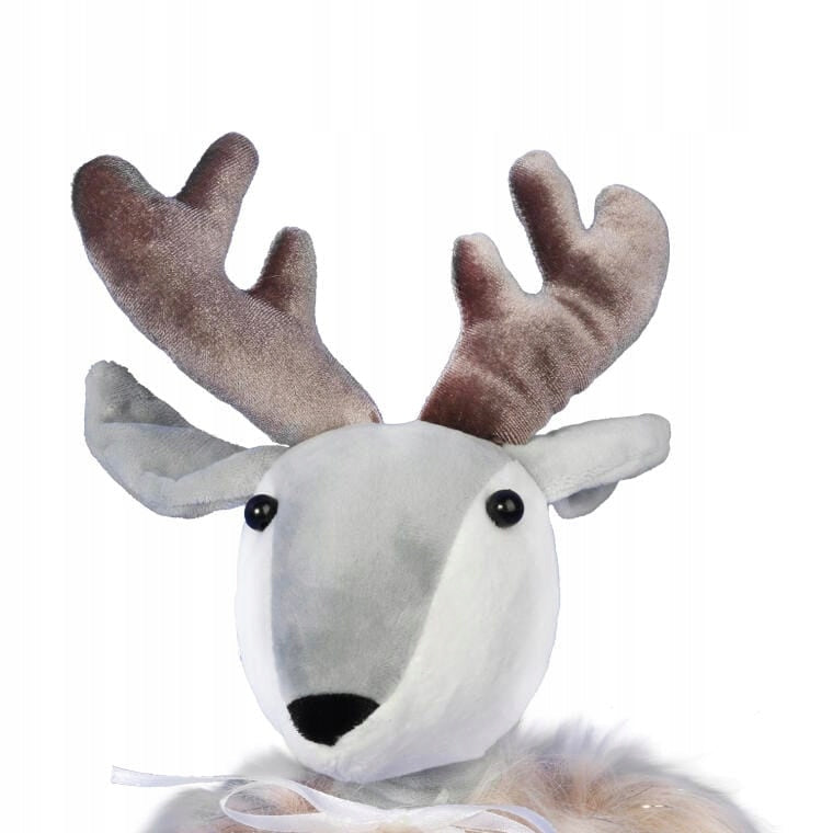 KALĖDINIS ELNIAS SĖDINTIS SU KAILIU 30CM KALĖDINĖ DEKORACIJA