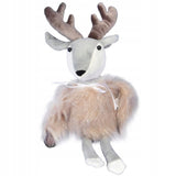 KALĖDINIS ELNIAS SĖDINTIS SU KAILIU 30CM KALĖDINĖ DEKORACIJA