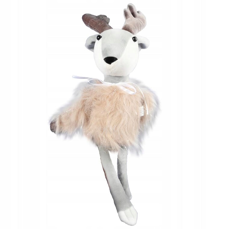 KALĖDINIS ELNIAS SĖDINTIS SU KAILIU 30CM KALĖDINĖ DEKORACIJA