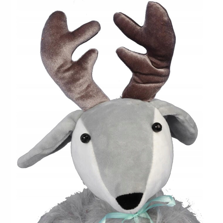 KALĖDINIS ELNIAS SĖDINTIS SU KAILIU 43CM PAPUOŠALAS DEKORACIJA DOVANA