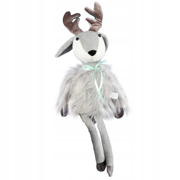 KALĖDINIS ELNIAS SĖDINTIS SU KAILIU 43CM PAPUOŠALAS DEKORACIJA DOVANA