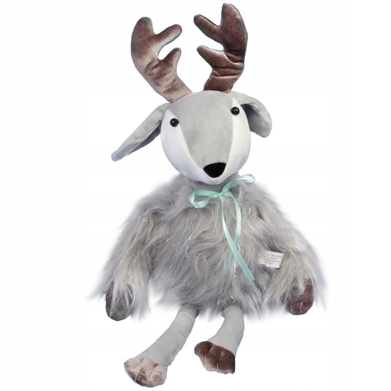 KALĖDINIS ELNIAS SĖDINTIS SU KAILIU 43CM PAPUOŠALAS DEKORACIJA DOVANA