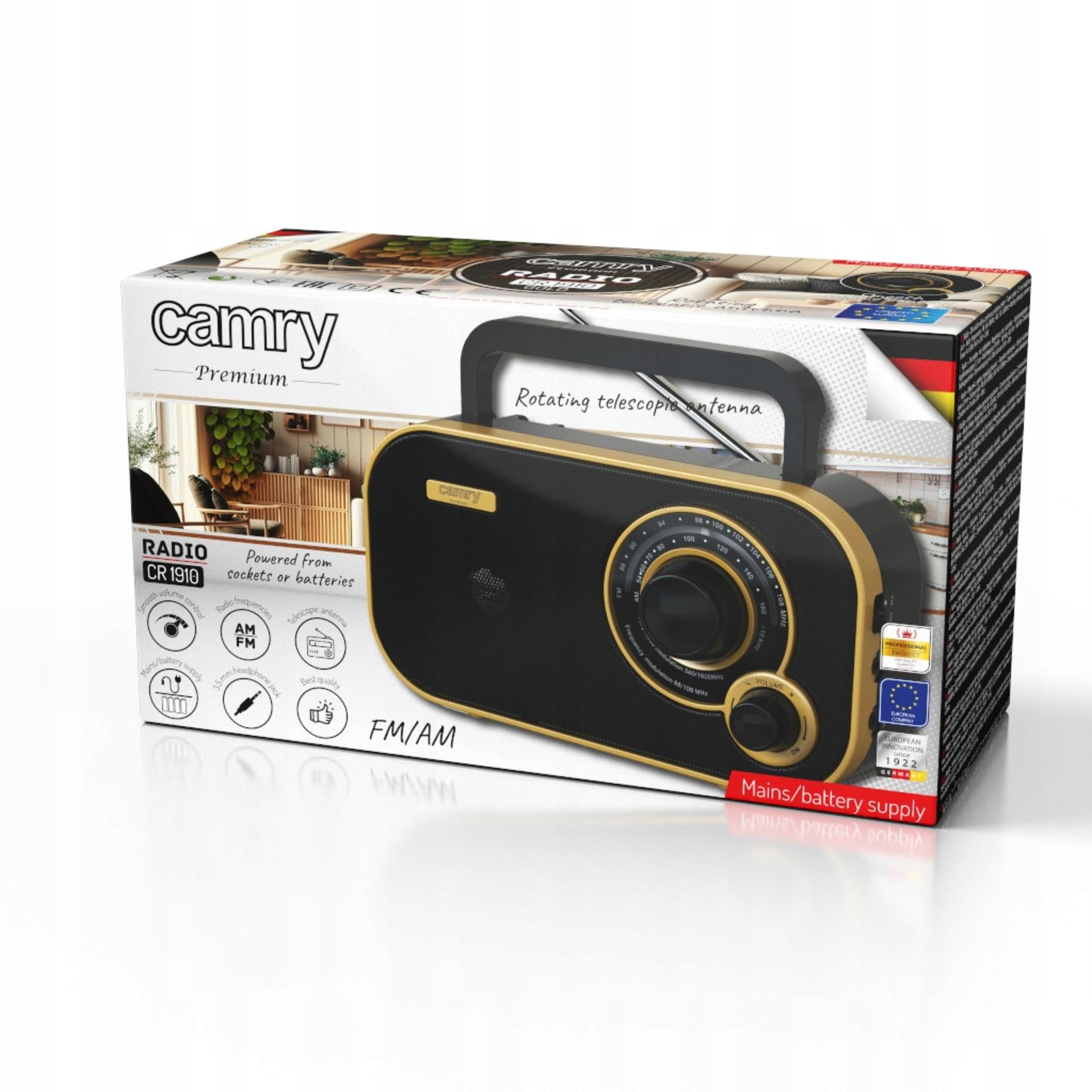 Virtuvės radijas maitinamas baterijomis, FM AM, namų garso įranga, teleskopinė antena
