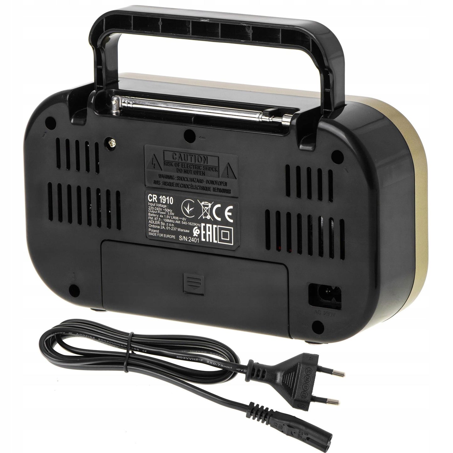 Virtuvės radijas maitinamas baterijomis, FM AM, namų garso įranga, teleskopinė antena