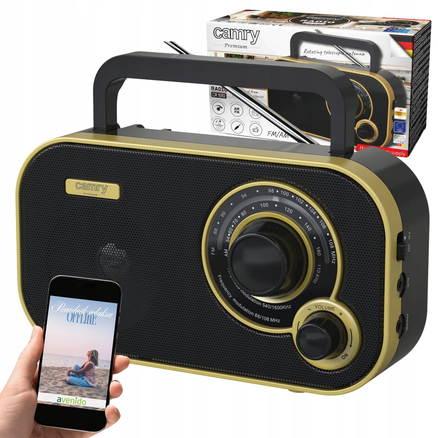 Virtuvės radijas maitinamas baterijomis, FM AM, namų garso įranga, teleskopinė antena