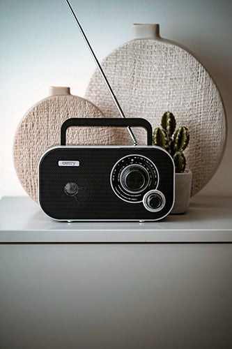 Nešiojamas virtuvės radijas AM FM tiuneris, mažas, juodas