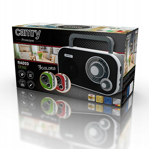 Nešiojamas virtuvės radijas AM FM tiuneris, mažas, juodas