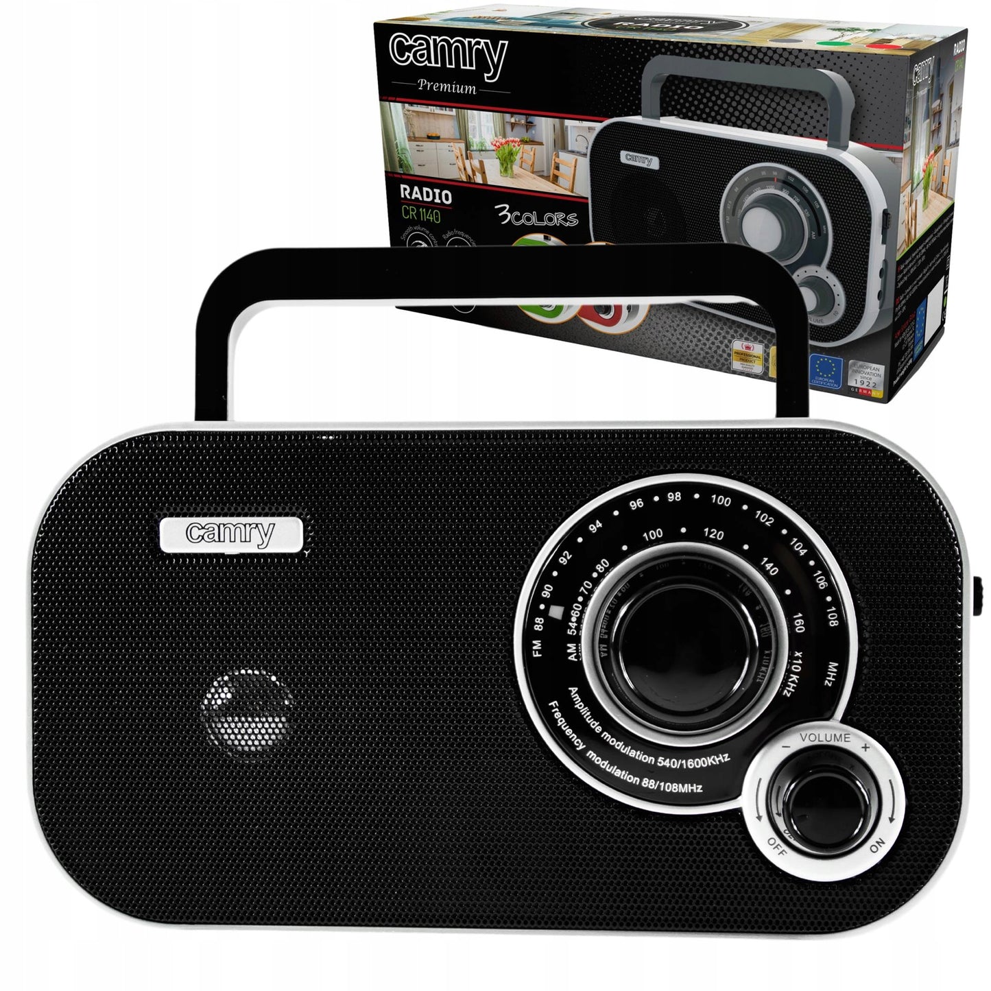 Nešiojamas virtuvės radijas AM FM tiuneris, mažas, juodas