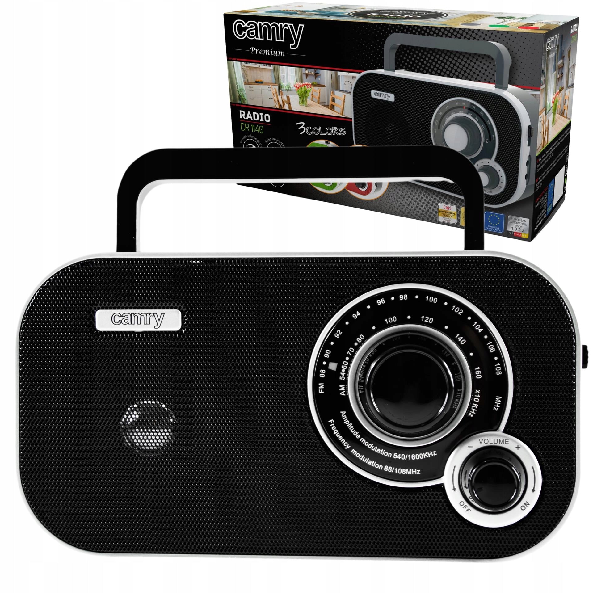 Nešiojamas virtuvės radijas AM FM tiuneris, mažas, juodas