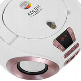Nešiojamas radijas Boombox CD audio ir MP3 USB AUX LCD FM radijas Adler BALTAS