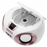 Nešiojamas radijas Boombox CD audio ir MP3 USB AUX LCD FM radijas Adler BALTAS