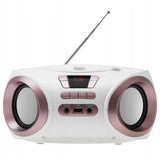Nešiojamas radijas Boombox CD audio ir MP3 USB AUX LCD FM radijas Adler BALTAS