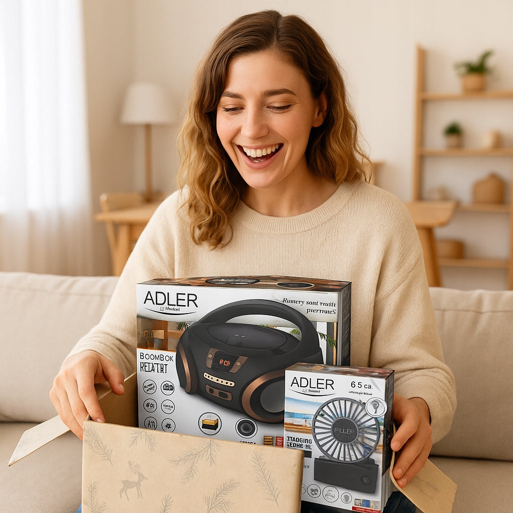 Nešiojamas radijas Boombox CD, MP3, USB, AUX, FM radijas su LCD ekranu + Ventiliatorius