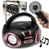 Nešiojamas radijas Boombox CD, MP3, USB, AUX, FM radijas su LCD ekranu + Ventiliatorius