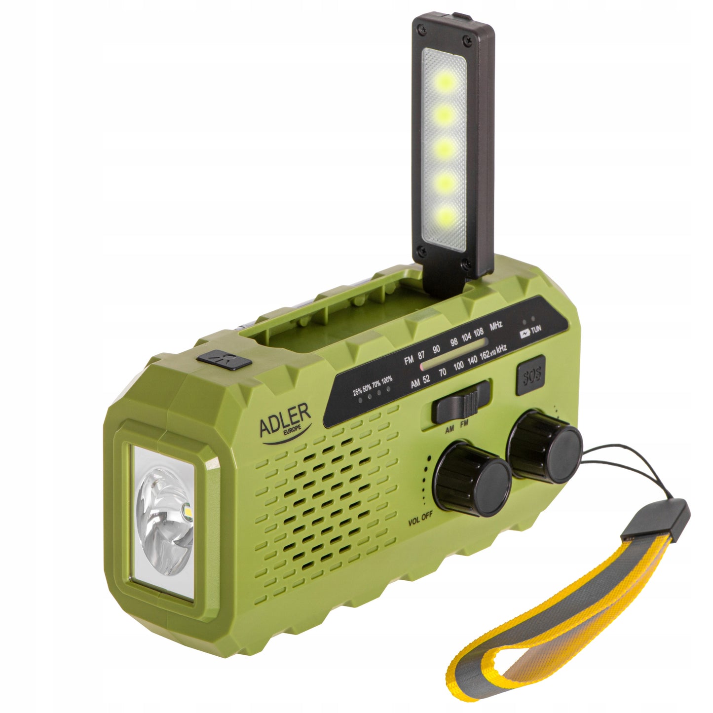 Nešiojamas radijas Saulės Rankenėlė Avarinis Powerbank Žibintuvėlis Preppers Adler