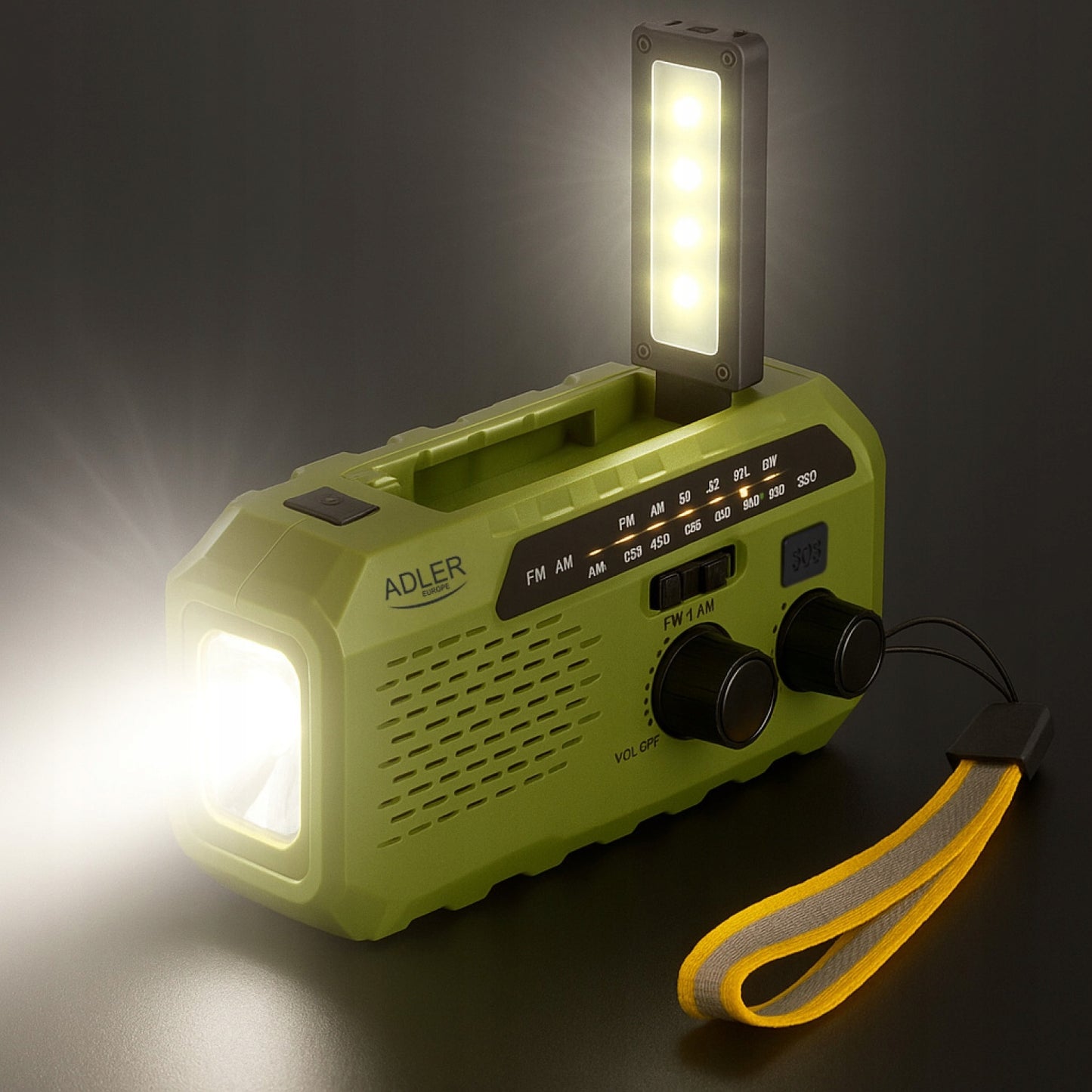 Nešiojamas radijas Saulės Rankenėlė Avarinis Powerbank Žibintuvėlis Preppers Adler