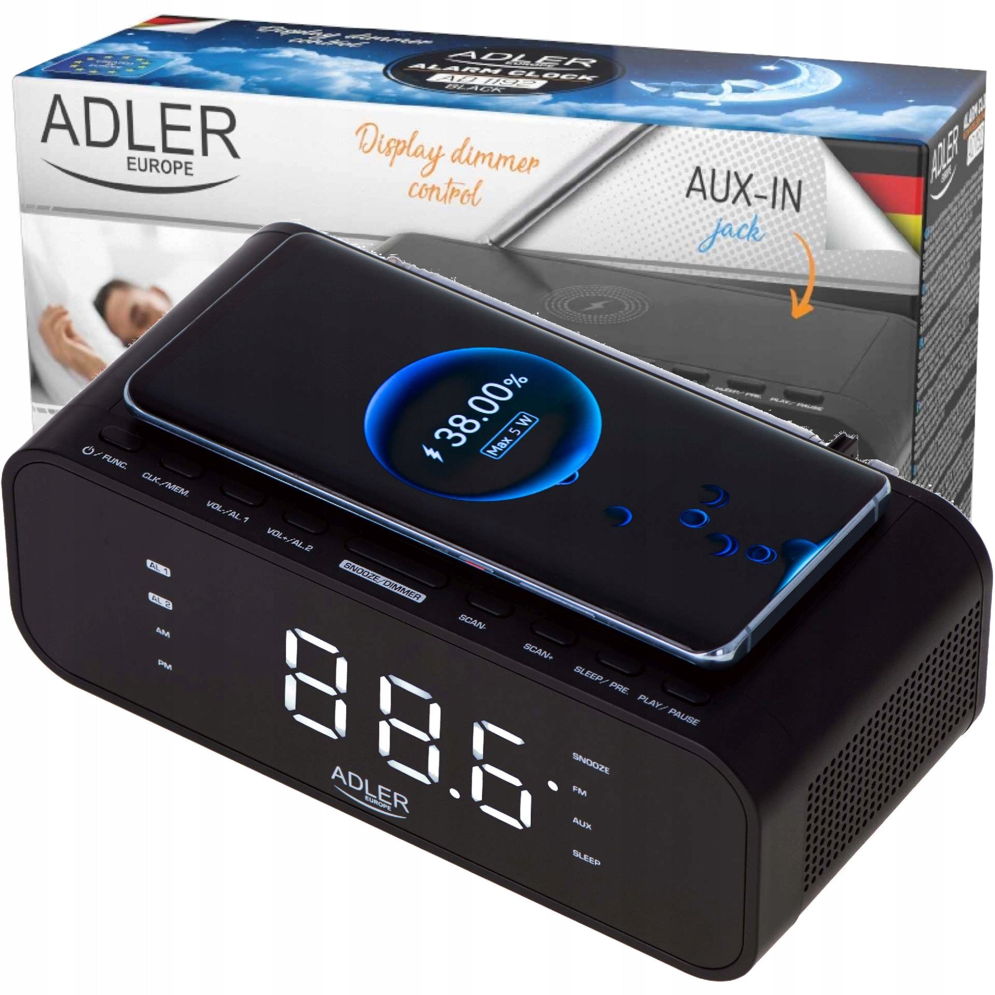 Belaidis radijo žadintuvas Bluetooth USB AUX FM