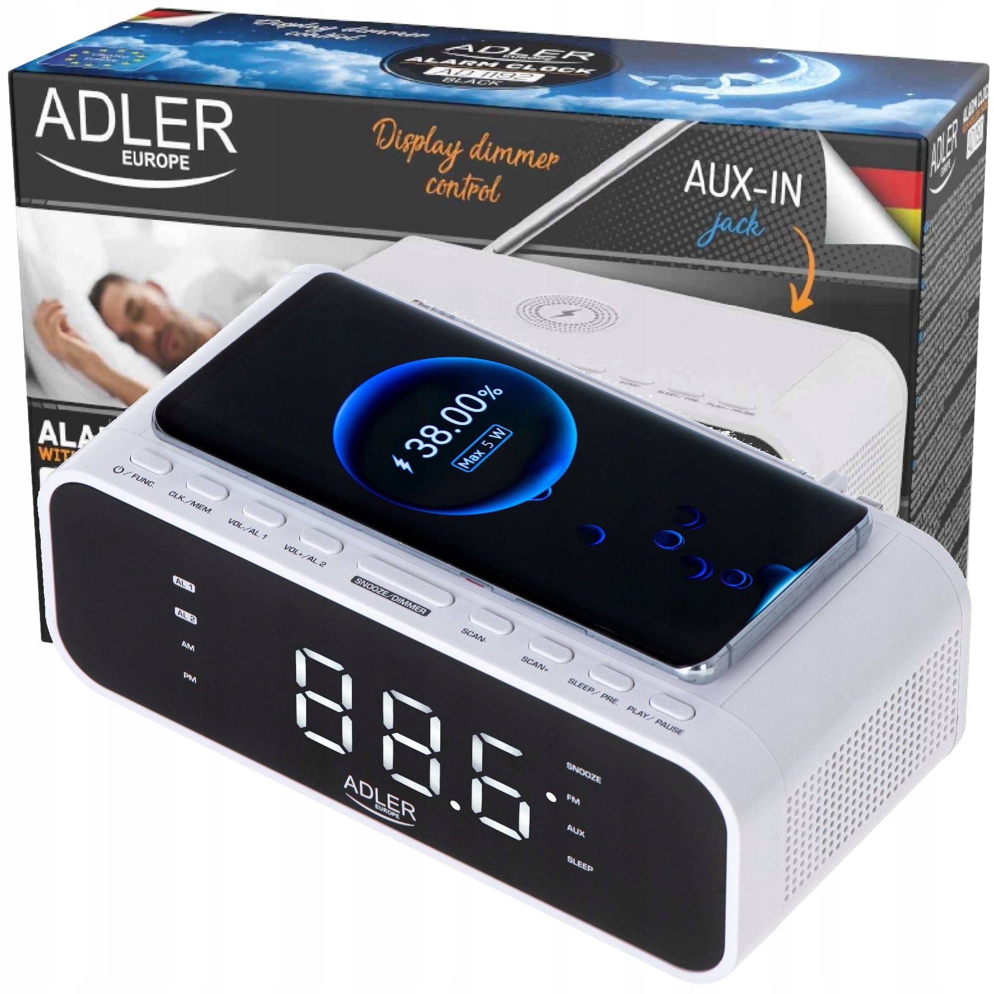 Belaidis radijo žadintuvas Bluetooth USB AUX FM