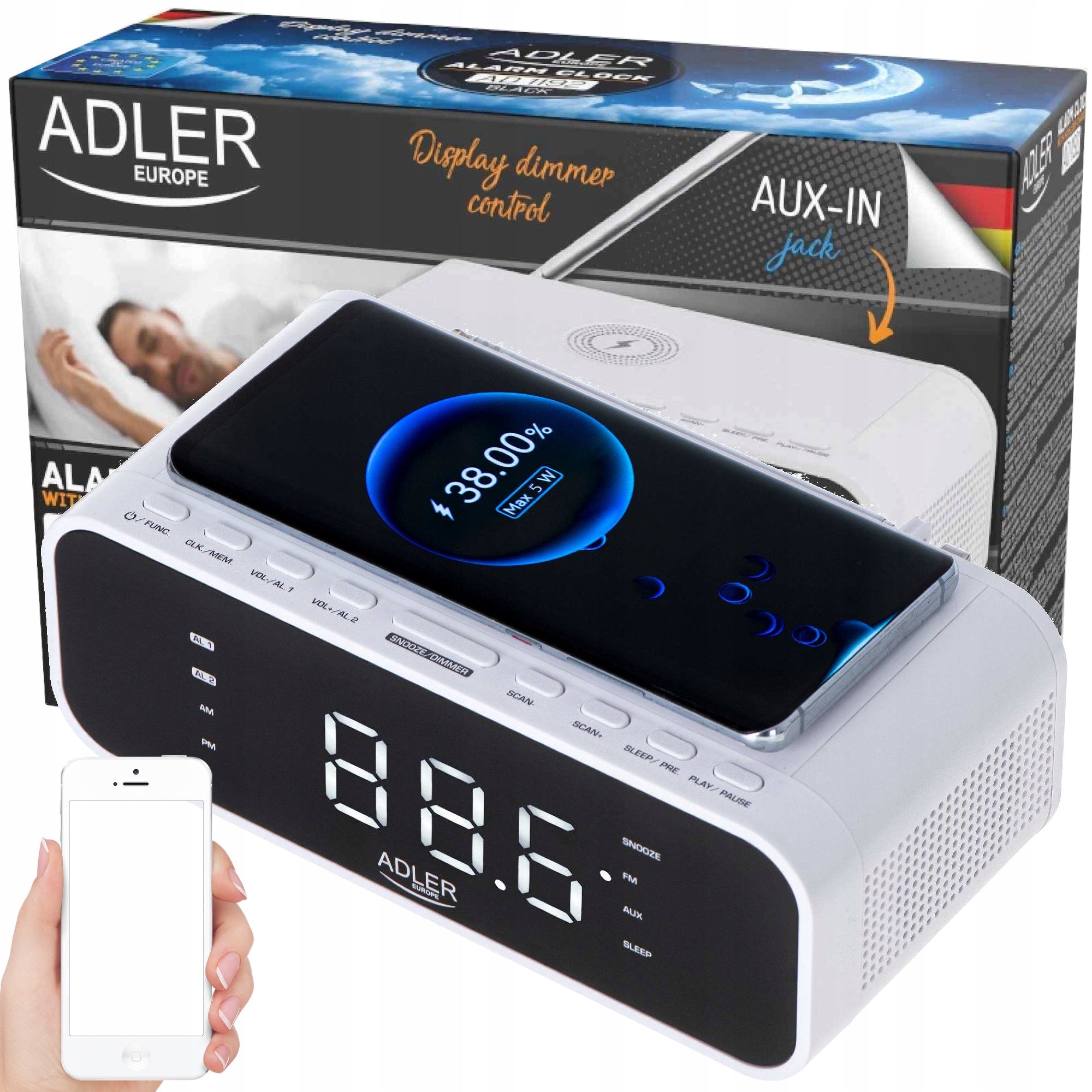 Belaidis radijo žadintuvas Bluetooth USB AUX FM