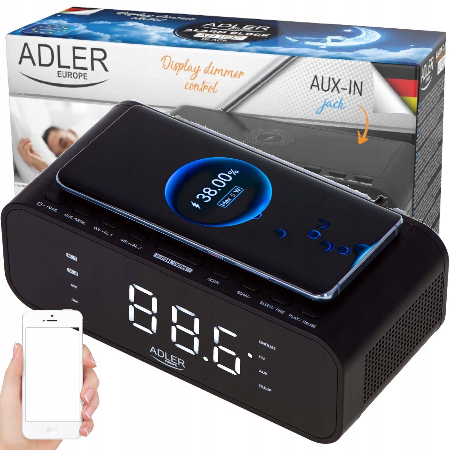 Belaidis radijo žadintuvas Bluetooth USB AUX FM