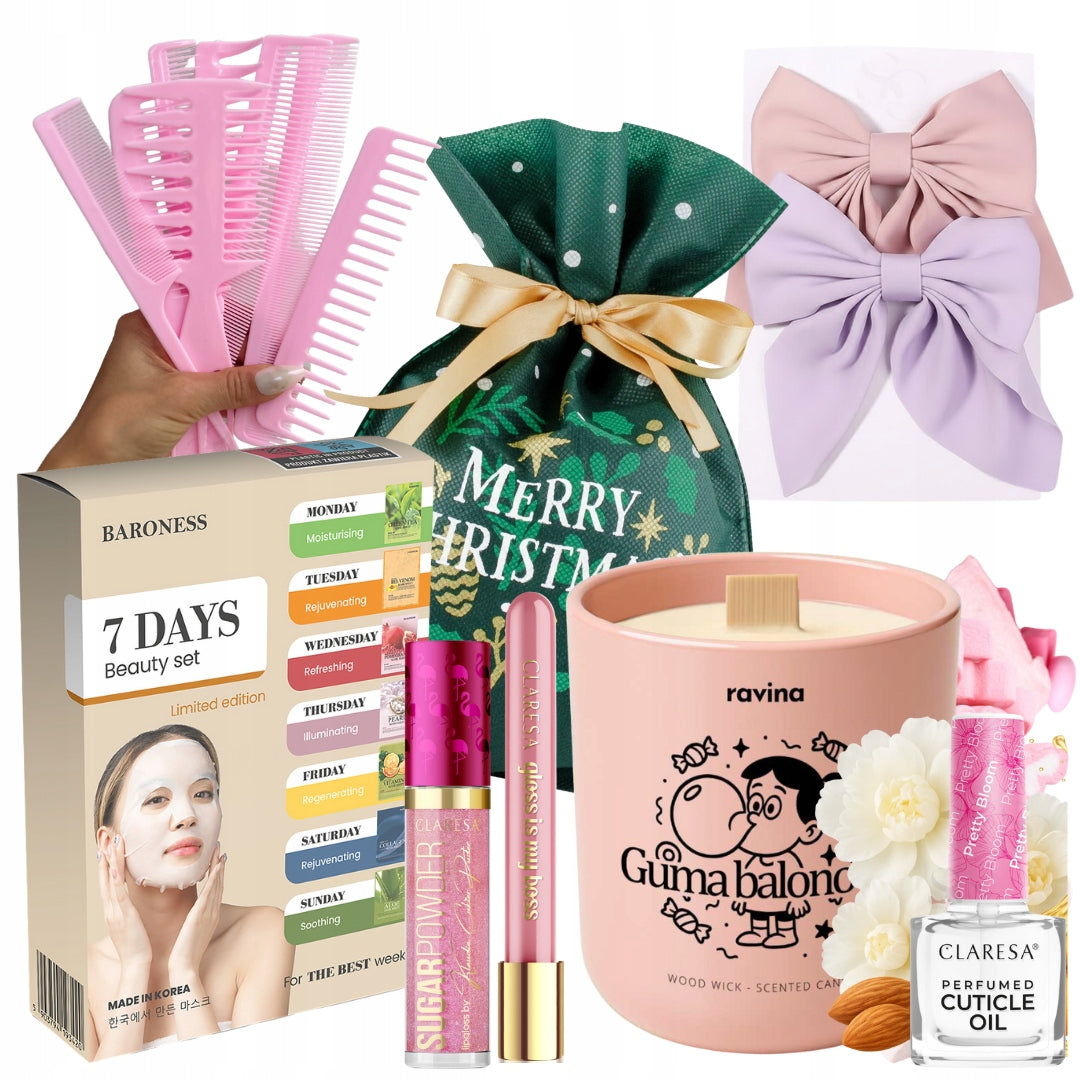 Rožinis SPA makiažo rinkinys paauglei "Beauty Box" dovanų dėžutė 7el + maišelis