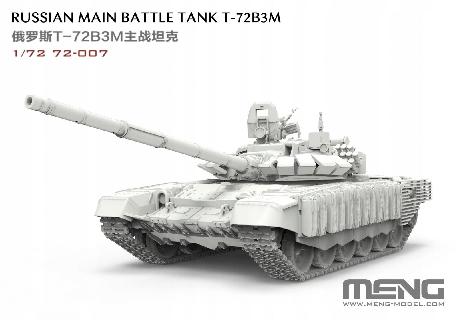 Rusijos pagrindinis kovinis tankas T-72B3M - MENG 72-007 1/72 mastelis