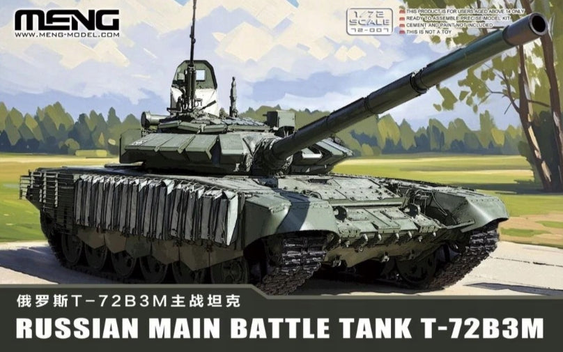 Rusijos pagrindinis kovinis tankas T-72B3M - MENG 72-007 1/72 mastelis