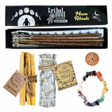 Namų ritualų rinkinys su Palo Santo ir balta šalavija, smilkalai, 7 čakrų apyrankė