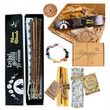 Namų ritualų rinkinys su Palo Santo ir balta šalavija, smilkalai, 7 čakrų apyrankė