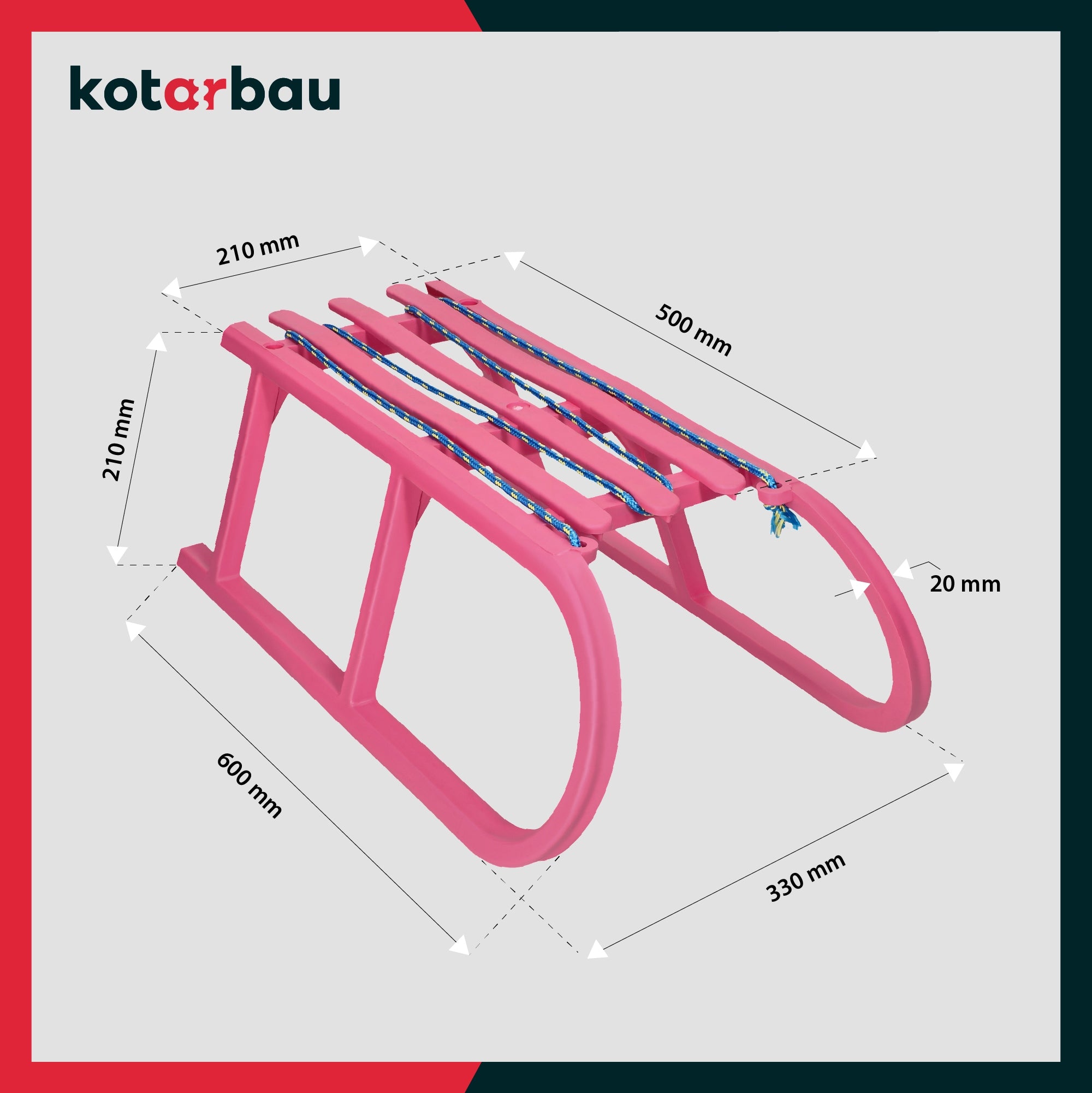 VAIKŲ ROŽINĖ PLASTIKINĖ ROgUTĖ BE ATLOŠO VAŽINĖJIMUI ANT SNIEGO