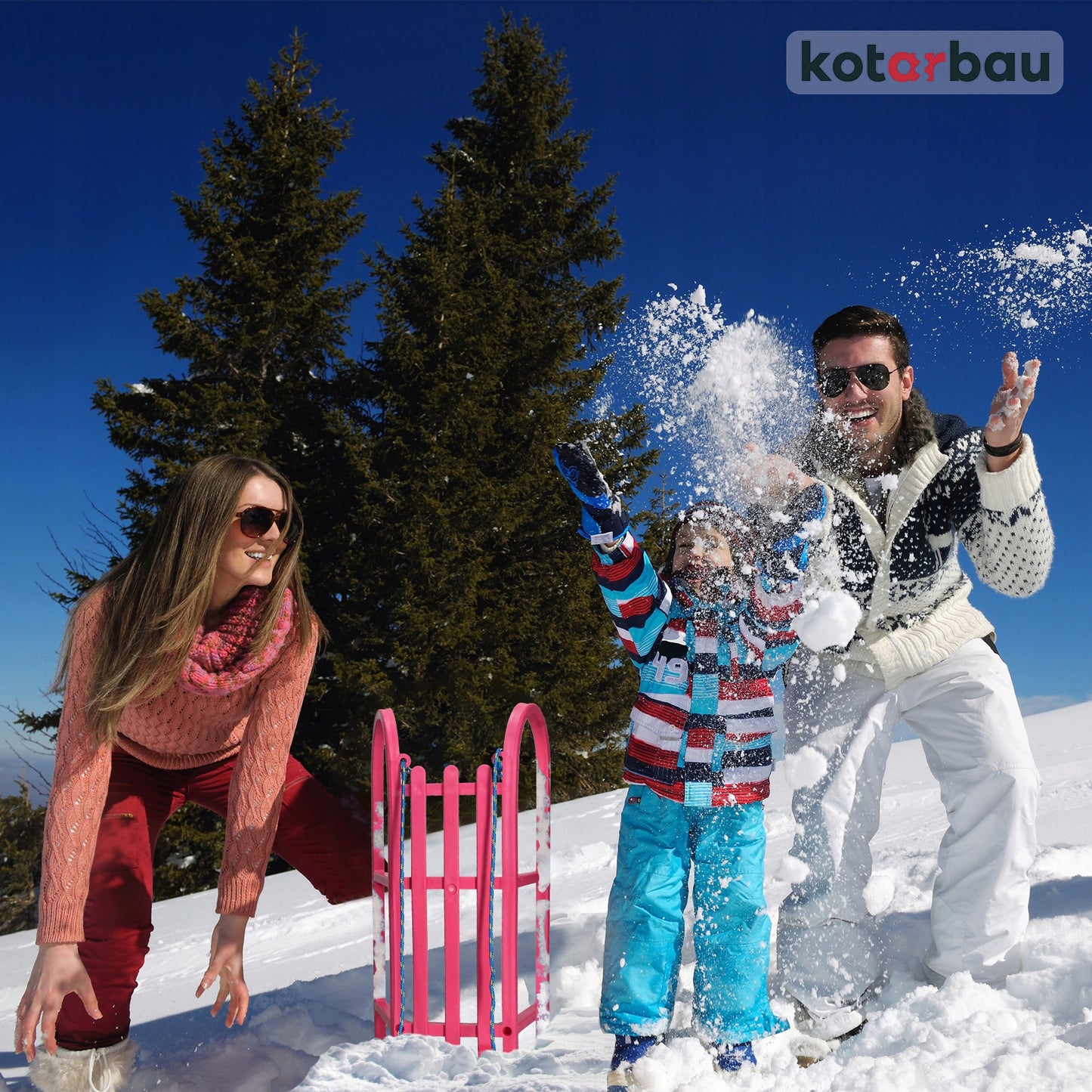 VAIKŲ ROŽINĖ PLASTIKINĖ ROgUTĖ BE ATLOŠO VAŽINĖJIMUI ANT SNIEGO