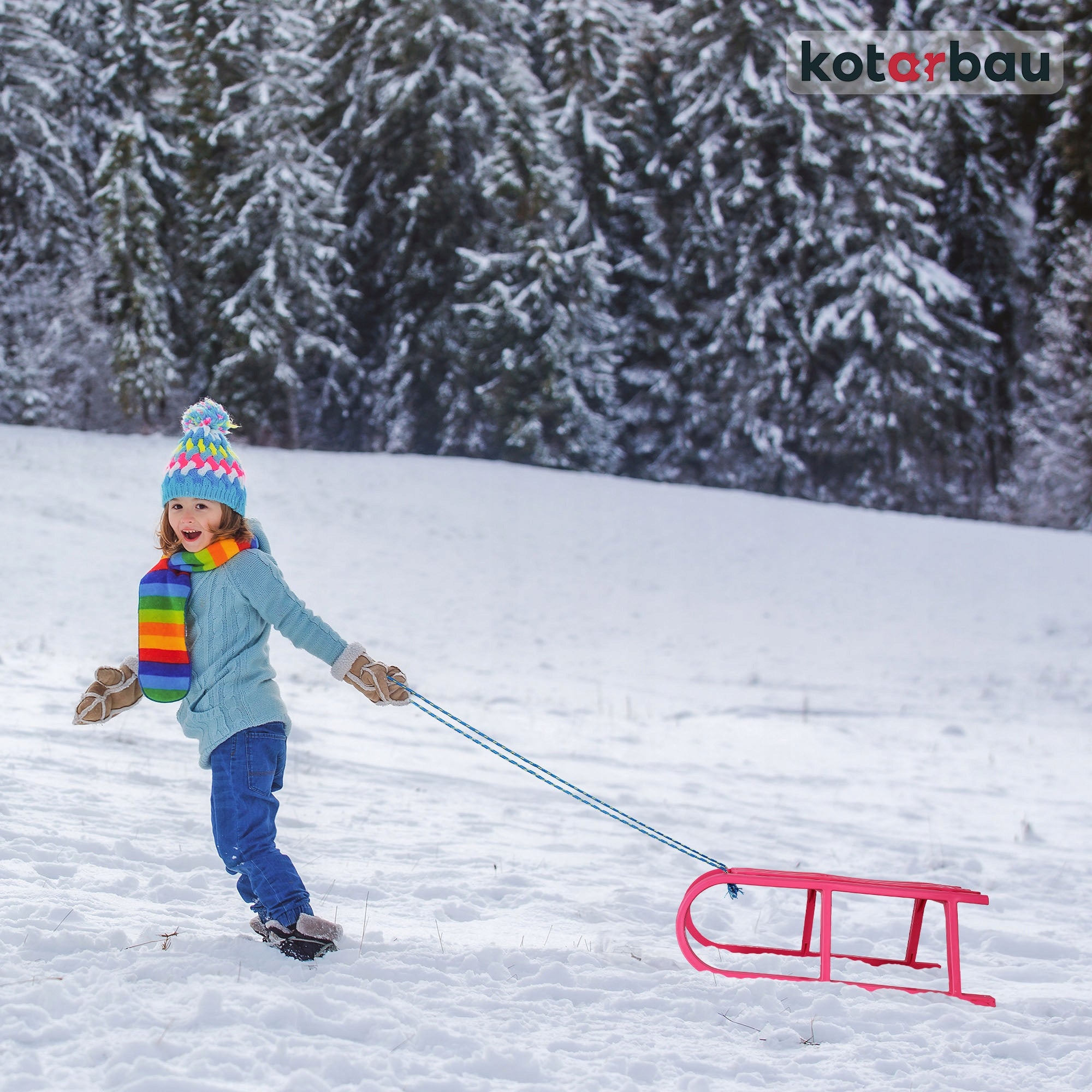 VAIKŲ ROŽINĖ PLASTIKINĖ ROgUTĖ BE ATLOŠO VAŽINĖJIMUI ANT SNIEGO