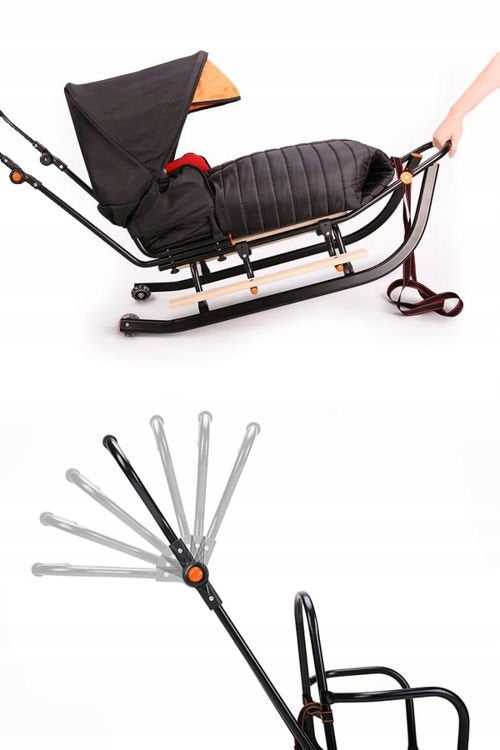 Vaikiškos rogės FULL, Šilta miegmaišio! stumdukas, atlošas, kojų atramos, ratukai + mova