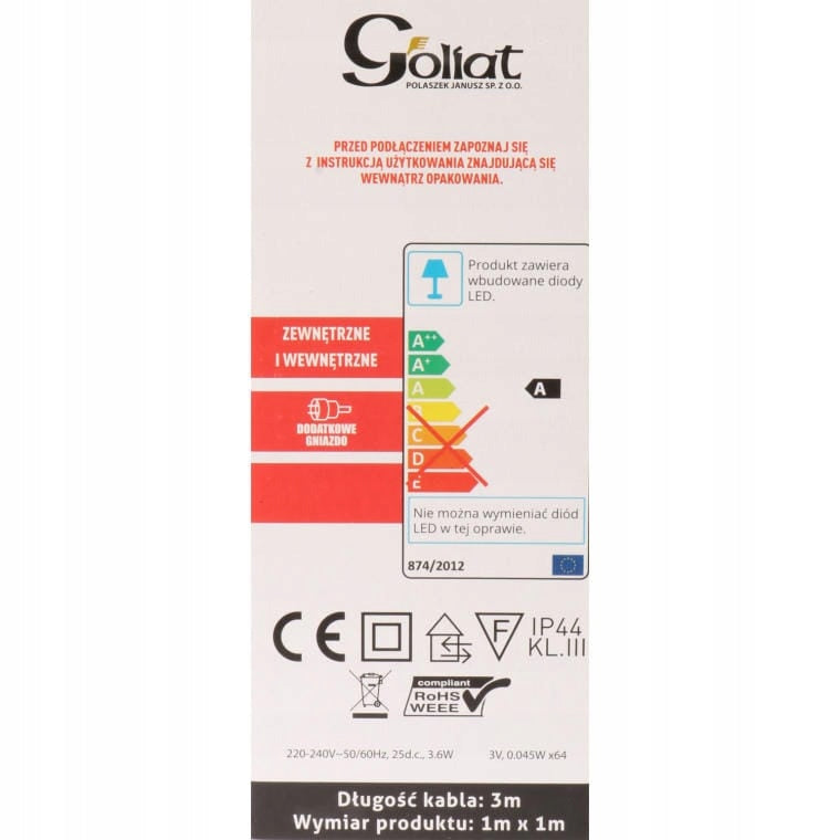 LED šviesos tinklas 1x1m lauko kalėdinis apšvietimas Goliat