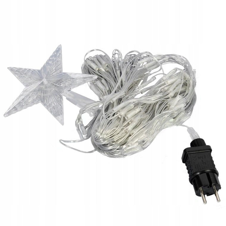 Šviečianti eglutės formos LED tinklo dekoracija su žvaigžde, šiltai balta spalva