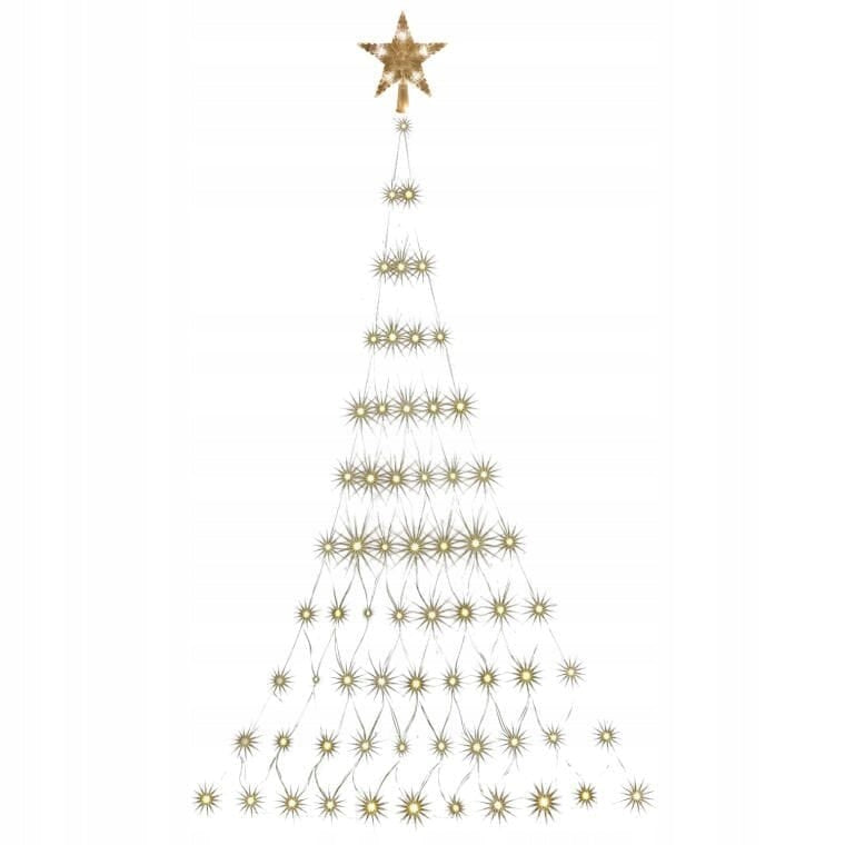 Šviečianti eglutės formos LED tinklo dekoracija su žvaigžde, šiltai balta spalva