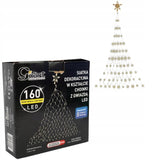 Šviečianti eglutės formos LED tinklo dekoracija su žvaigžde, šiltai balta spalva